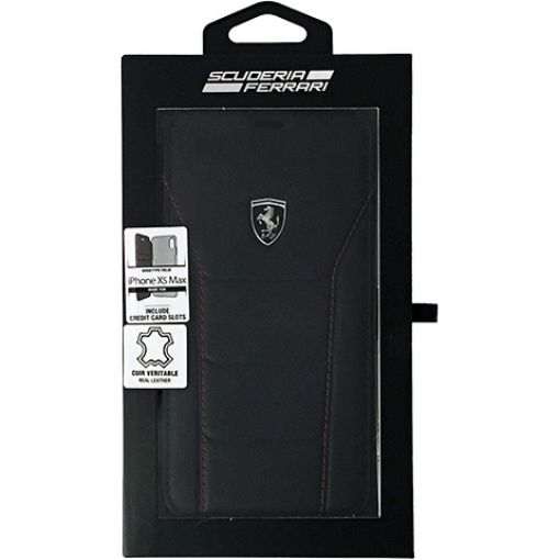 תמונה של CG MOBILE IPHONE XS MAX FERRARI HERITAGE 488 Genuine Leather Booktype Case - Black FEH488FLBKI65BK