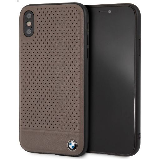 Picture of CG MOBILE IPhone XS MAX BMW SIGNATURE Perforated Leather TPU/PC Case Horiz Smooth BROWN BMHCI65PEBOBR
