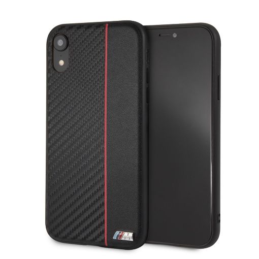 תמונה של CG MOBILE IPhone XR BMW M COLLECTION Carbon PU & Red Stripe Hard Case - Black BMHCI61CAPRBK