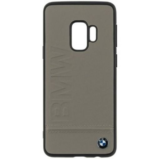 Picture of CG MOBILE Phone Case Galaxy S9 BMW SIGNATURE Genuine Leather with Logo - Taupe Color.