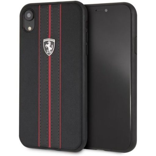 תמונה של מגן טלפון CG MOBILE iPhone XR FERRARI PU עור קשה OFF TRACK LOGO בצבע שחור