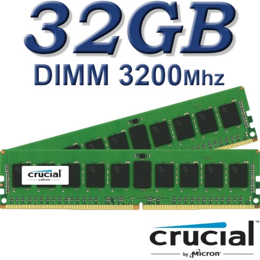 Изображение Знак Crucial DIMM 32GB DDR4 3200Mhz CT32G4DFD832A черного цвета.