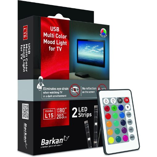 Изображение Освещение в несколько цветов Barkan - L15 USB Multi Color Mood Light для двух телевизоров размером 19,7 дюйма.