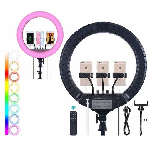 Picture of ZB-F458 Ring LED RGB Light And Stand For Smartphone + Camara And Livestream