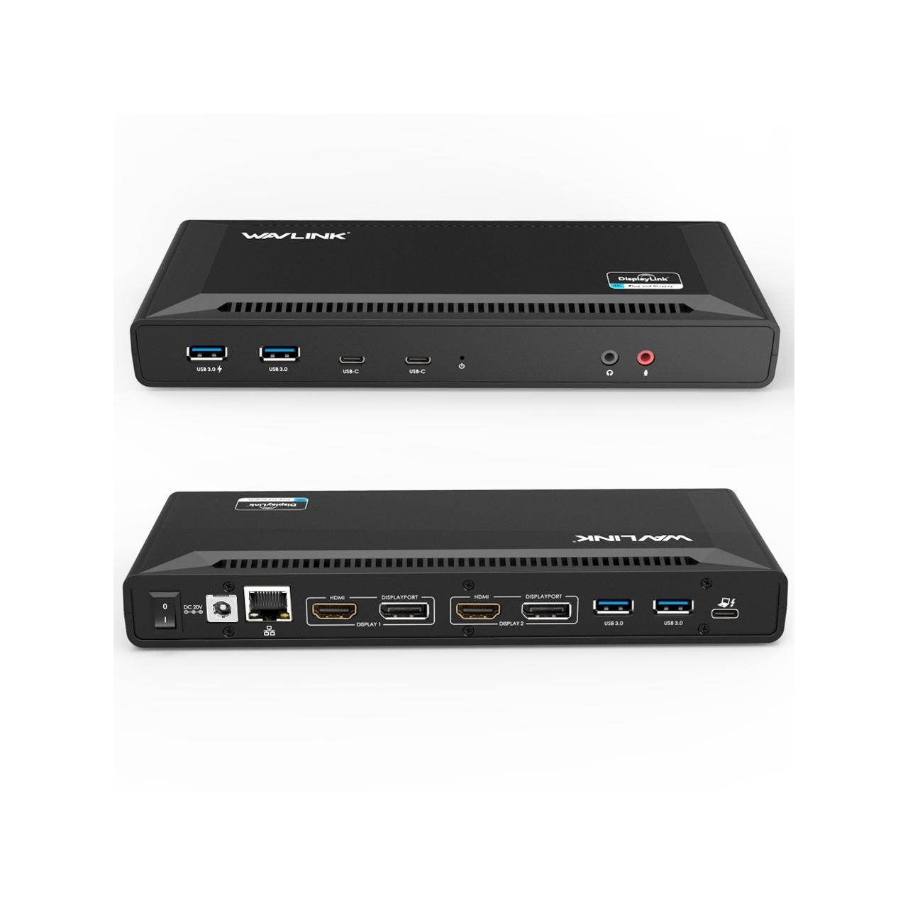 WAVLINK Type-C Dual Docking Station 4K Triple Gigabit/6*USB3.0/3