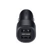 Picture of Samsung Dual USB/Fast Charge (15W) car charger in black.