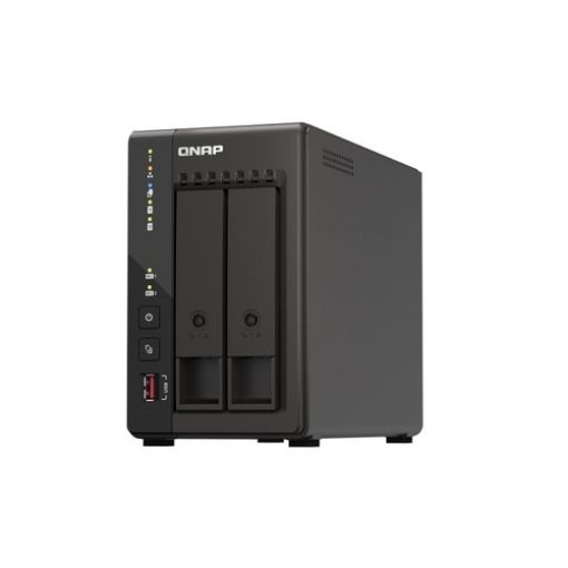 Picture of QNAP TS-253E-8G NAS computer, black color.