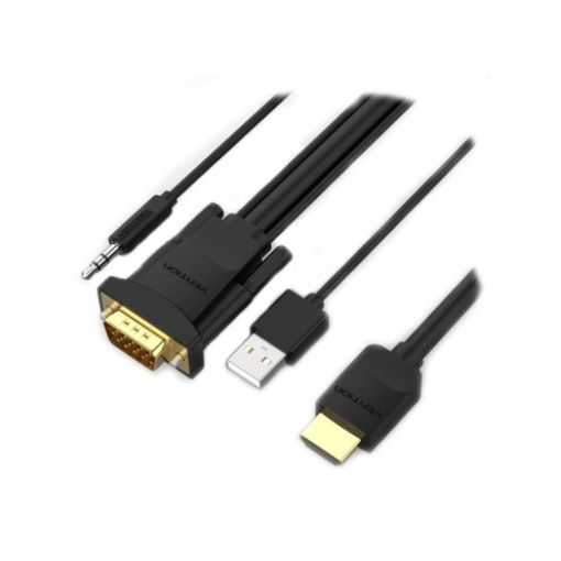 Picture of Vention HDMI (in) to VGA (out) with Audio + (Micro USB Power Input) - 3M Cable ABIBI