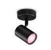 Picture of Wiz smart Spots 1x5W B 22-65K RGB is a smart lighting fixture with an adjustable spotlight head and colorful lighting options.