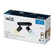 Picture of Wiz smart Spots is a dual smart lighting fixture with an adjustable spotlight head, 2x5W, and a color temperature range of B 27-65K.