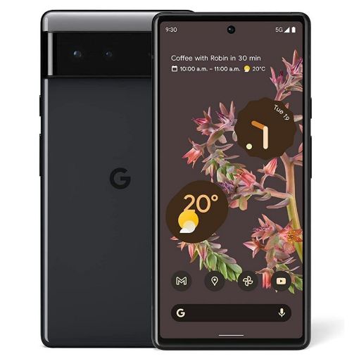 Изображение Мобильный телефон Google Pixel 6a 5G 128 ГБ в черном цвете.