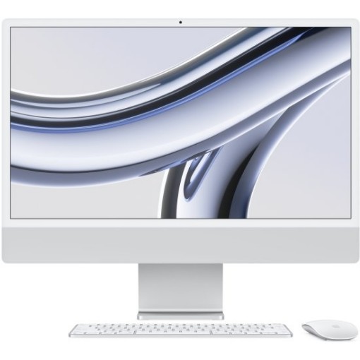 Picture of Apple iMac 24 Inch M3 Chip 8-Core CPU 8-Core GPU 256GB Storage 8GB RAM - Model MQR93HB/A - Silver color.
