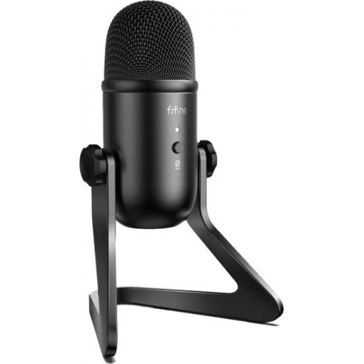 Picture of Fifine K678 USB Studio Condenser Desktop Microphone with Stand - Black Color.