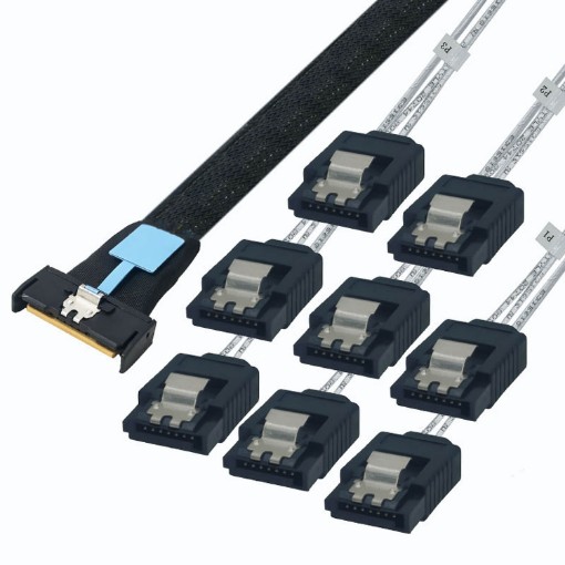 Picture of IPPON MCIO X8 data cable for 8xSATA, 50 cm long CST-MS708.