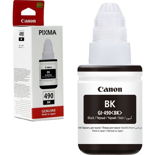 Изображение Заправка чернил Canon GI490BK для принтера G2400 IHC153, оригинальная.