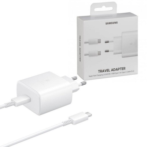 תמונה של מטען מהיר Samsung EP-TA845XWEGCN USB-C בהספק 45W + כבל USB-C