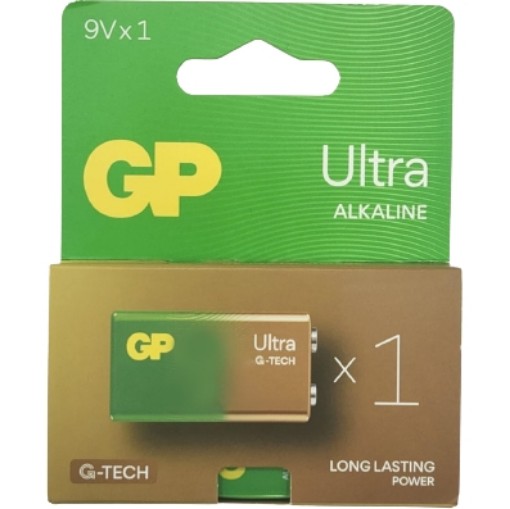 תמונה של סוללת 9V לא נטענת דגם Ultra Alkaline של חברת GP 6LF22