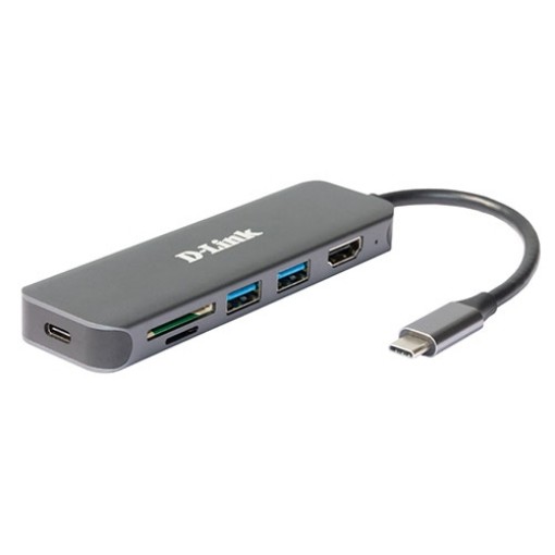 תמונה של מתאם D-Link DUB-2327 USB-C 6-in-1 מ-USB Type C ל- USB-A 3.0 / HDMI / USB Type C 3.0 / כרטיס זכרון