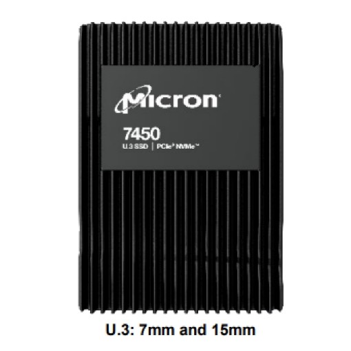 Picture of Micron 7450 PRO 7680GB NVMe U.3 (15mm) Non-SED Enterprise SSD [Single Pack] MTFDKCC7T6TFR-1BC1ZABY drive.