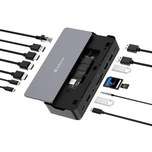 תמונה של תחנת עגינה Verbatim Pro Docking Station 15 Port with SSD slot