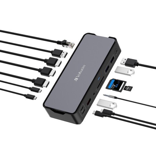 Изображение Док-станция Verbatim USB-C Pro Docking Station с 15 портами.