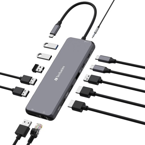 Picture of VERBATIM USB-C™ PRO MULTIPORT HUB 13 Port docking station.