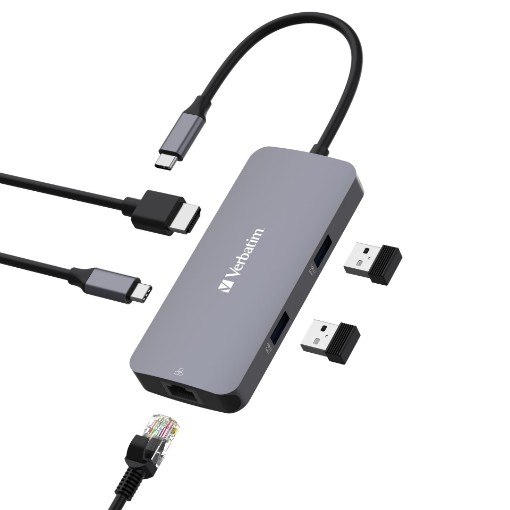 Изображение Станция докирования VERBATIM USB-C™ PRO MULTIPORT HUB черного цвета.