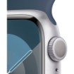 Picture of Apple Watch Series 9 (GPS) 41mm Silver Aluminum Case with Storm Blue Sport Band with Blood Oxygen - M/L - Silver MR913LL/A.