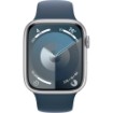 Picture of Apple Watch Series 9 (GPS) 45mm Silver Aluminum Case with Storm Blue Sport Band with Blood Oxygen - M/L - Silver MR9E3LL/A.