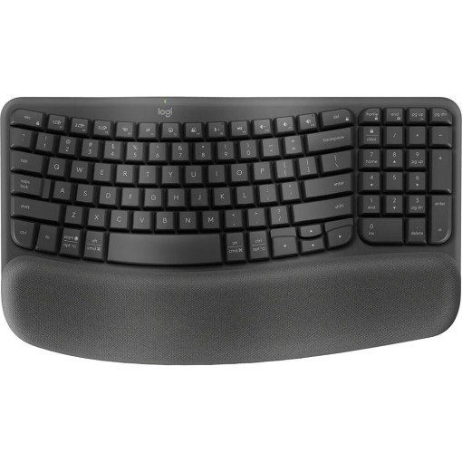 תמונה של מקלדת Logitech Wave Keys Wireless Ergonomic Keyboard בצבע גרפיט