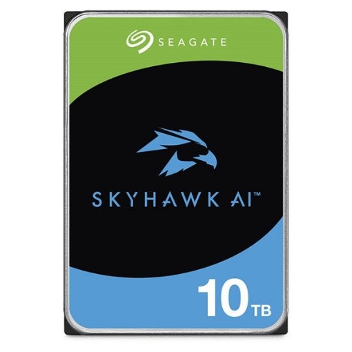 Picture of Skyhawk Surveillance hard drive with a capacity of 10TB, model ST10000VE001 from Seagate.