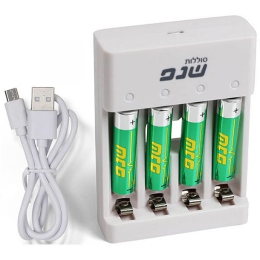 Изображение Зарядное устройство USB для батареек AA и AAA с 4 перезаряжаемыми батарейками AA от Shnap