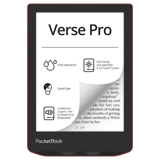 Изображение Электронная книга PocketBook 6" Verse Pro красного цвета PB634-3-WW.