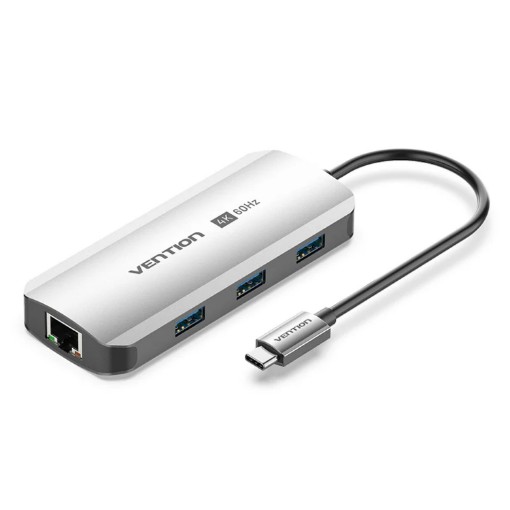 תמונה של מתאם Vention USB-C to HDMI USB-A x3 LAN USB-C PD100W TQHHB