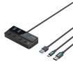 תמונה של תחנת עגינה Vention USB-A to USB-A x4 עם מתגים צבע שחור