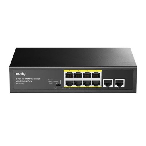 Изображение Свитч CUDY FS1010P-IL с 8 портами 10/100M PoE+ и 2 портами Uplink.