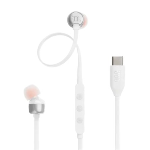 Изображение Наушники In Ear JBL Tune T310C белого цвета.