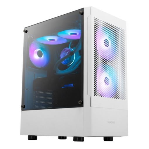 Изображение Корпус компьютера GAMDIAS TALOS E3 MESH WH Mid-Tower белый с 3 ARGB вентиляторами и защитой от пыли.