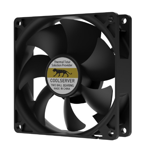 Изображение Вентилятор для сервера Coolserver 80mm с двойным шариковым подшипником 3400 об/мин черного цвета.