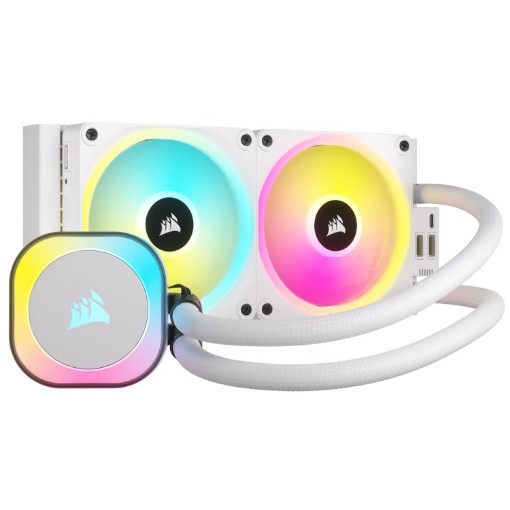 Изображение Система жидкостного охлаждения для процессора Corsair iCUE LINK H100i RGB AIO 240mm белого цвета.