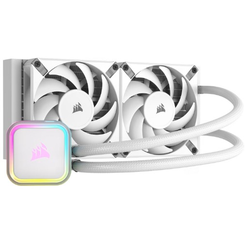Изображение Система жидкостного охлаждения для процессора Corsair iCUE H100i RGB ELITE 240mm белого цвета.