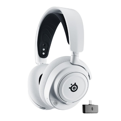 Изображение Беспроводные наушники с оголовьем для игр SteelSeries Arctis Nova 7X белого цвета.