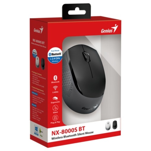 תמונה של עכבר אלחוטי Genius NX-8000S BT+WIFI בצבע שחור