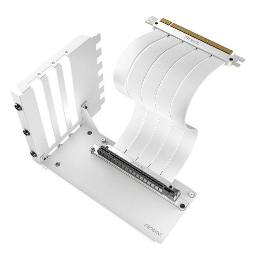 תמונה של כבל מאריך PCI-E 4.0 עם מתאם Antec בצבע לבן
