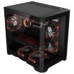 Picture of 1StPlayer UV5 3X ARGB computer case with control center and remote in black color.