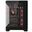 Picture of 1StPlayer UV5 3X ARGB computer case with control center and remote in black color.