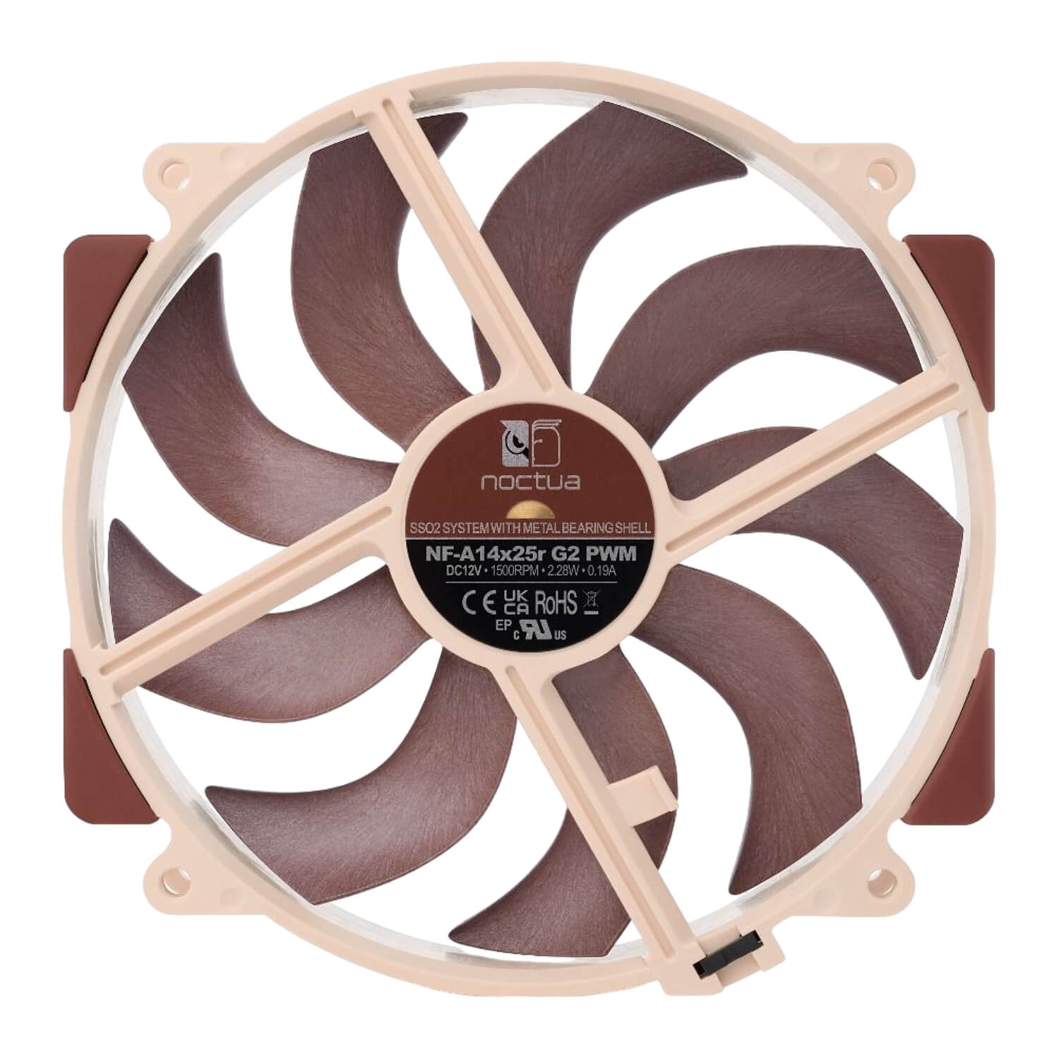 Noctua NFA14X25r G2 PWM 140mm fan. 1PC.co.il