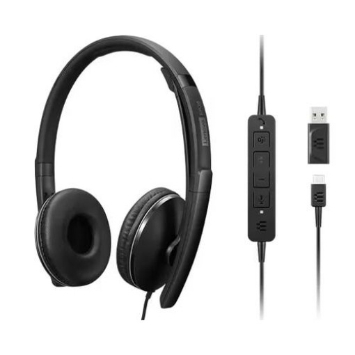 Изображение Наушники Lenovo Wired ANC Headset Gen 2 (Teams) черного цвета.