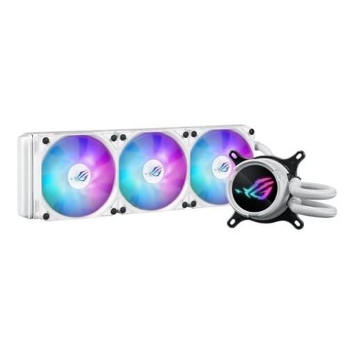 Изображение Жидкостное охлаждение ASUS ROG Strix LC III 360 ARGB White Edition белого цвета.