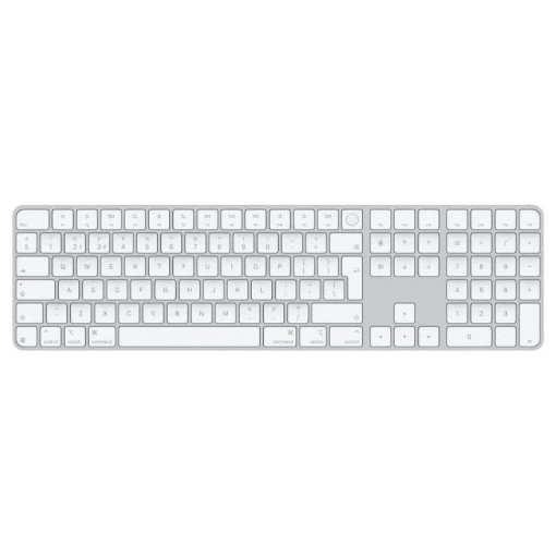 Picture of Apple Magic Keyboard with Touch ID and numeric keypad in white/silver color.